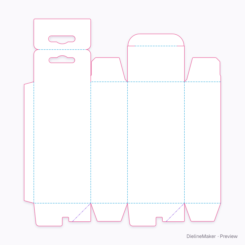 Auto-bottom hanging cosmetic carton flat dieline