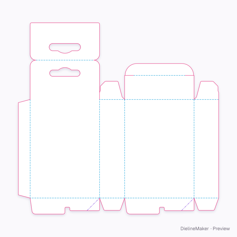 Hang tab box — crash-lock bottom flat dieline