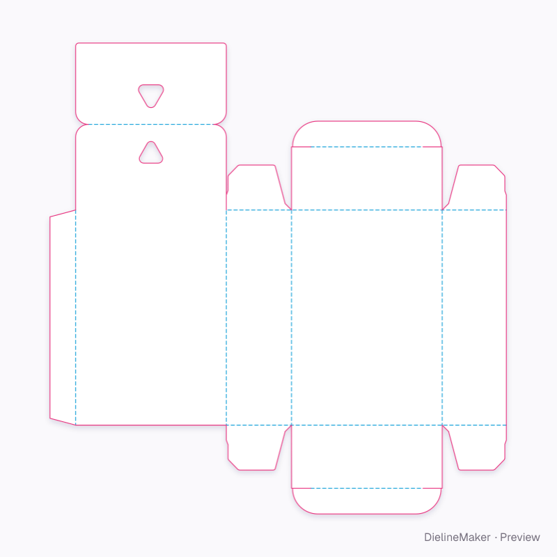 Hang box with delta hole flat dieline