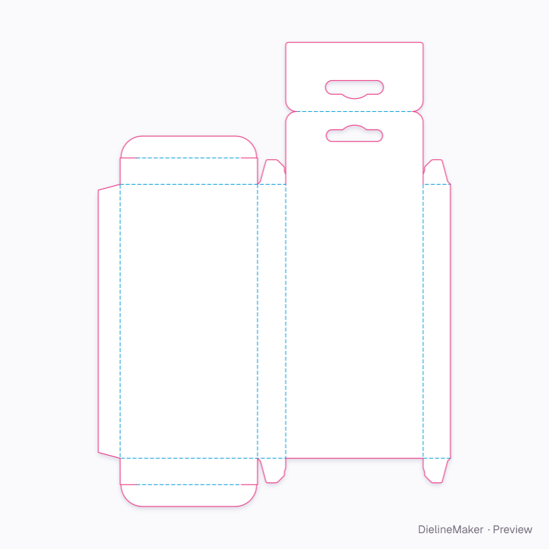 Front-header slim hanging carton flat dieline