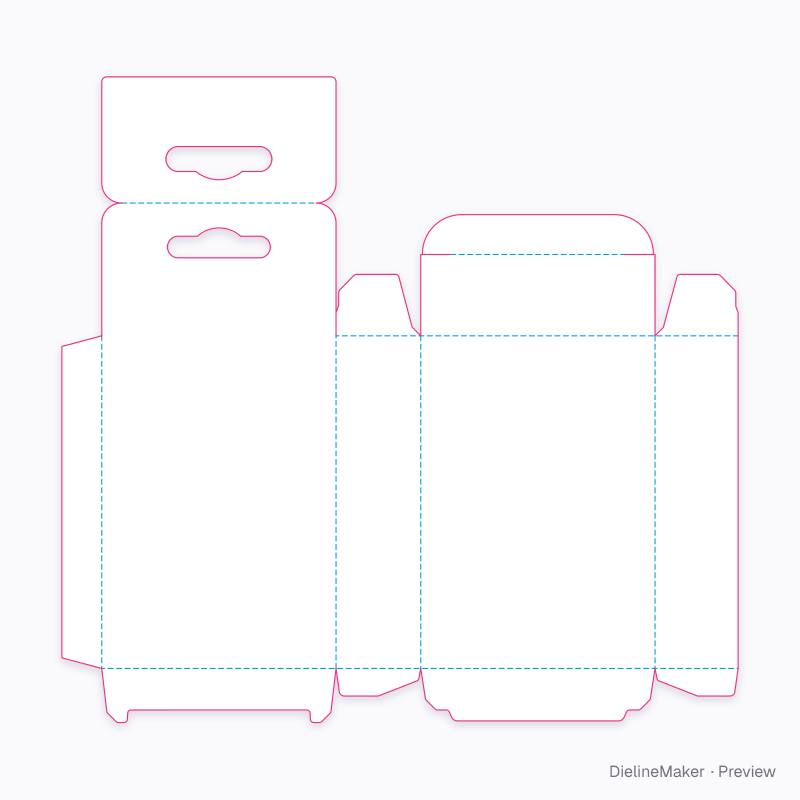 Hang tab box — snap-lock bottom flat dieline