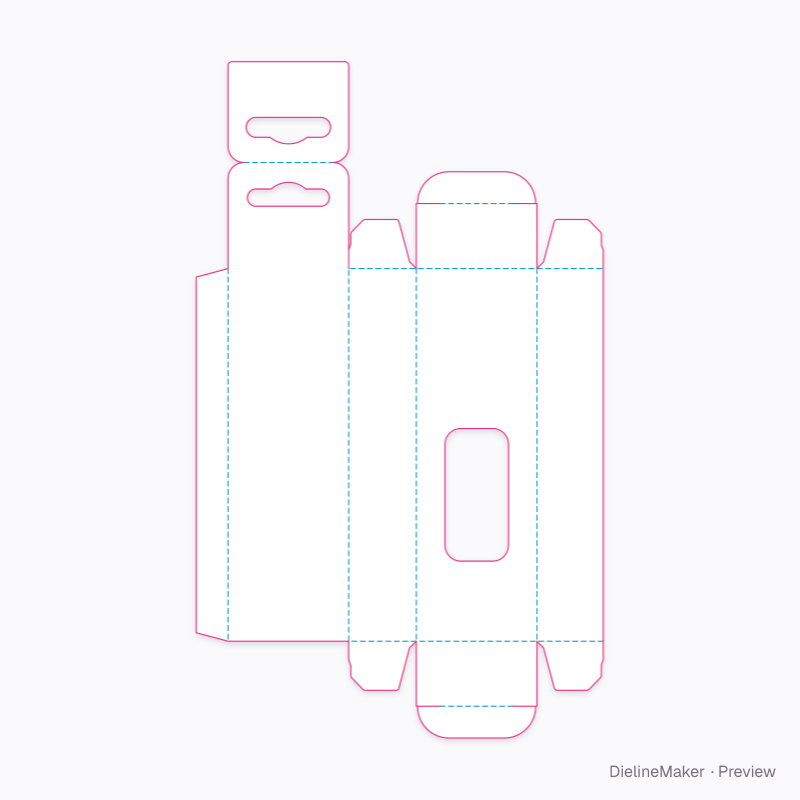 Watch strap hang box flat dieline