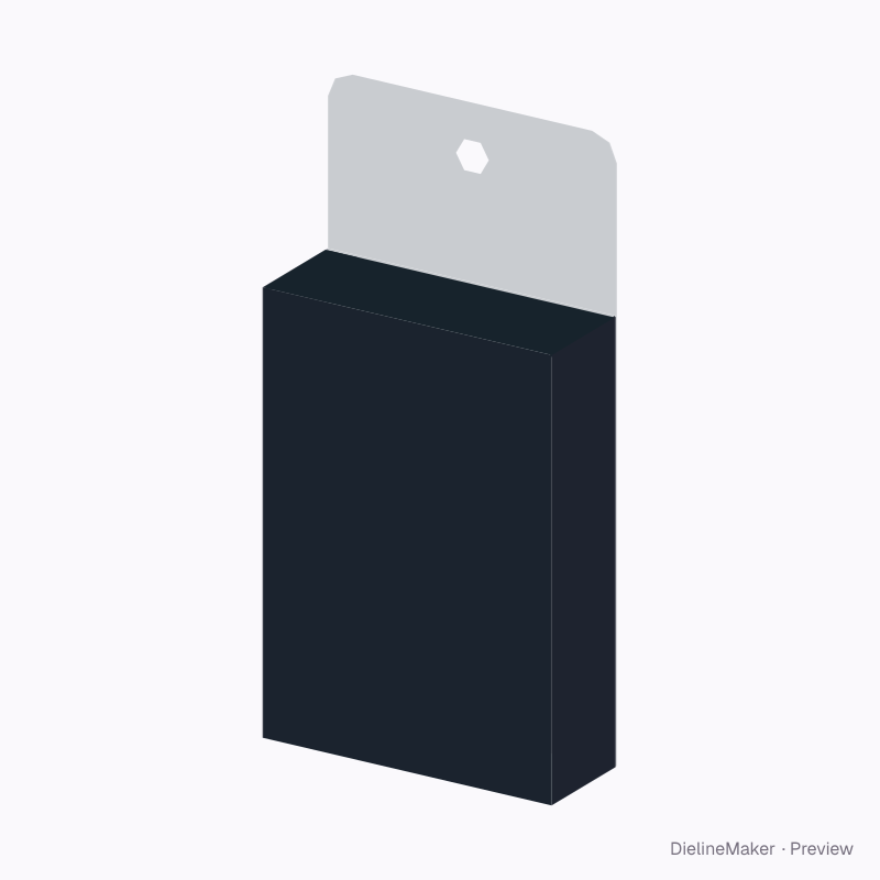 Hang carton, single header with round hole