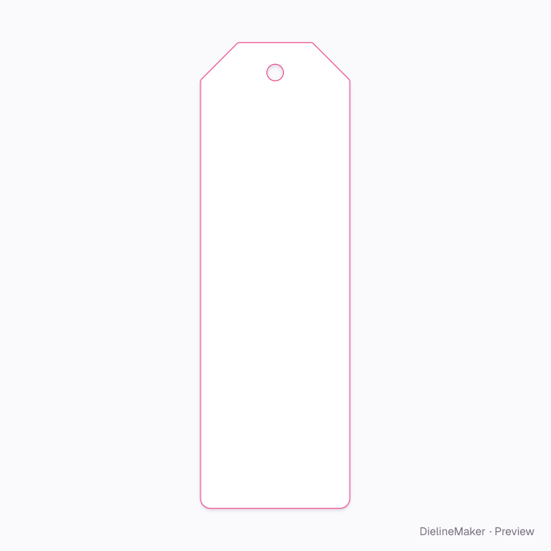 45 × 140 mm long tag flat dieline