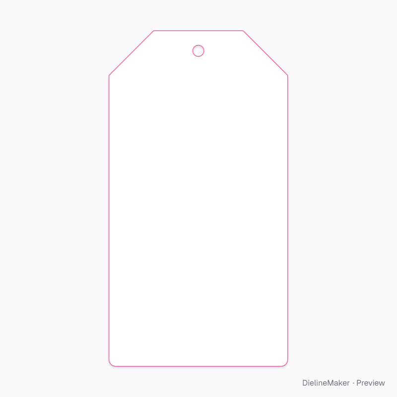 80 × 150 mm oversize tag flat dieline