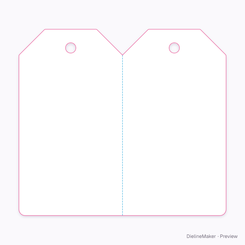 Folded two-face hang tag flat dieline