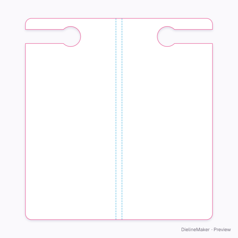 Folded open-hook tag flat dieline
