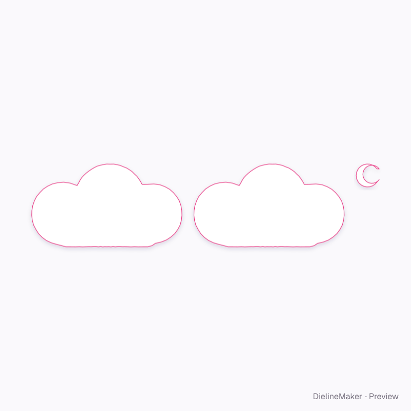 Cloud mobile with moons and balls artwork area