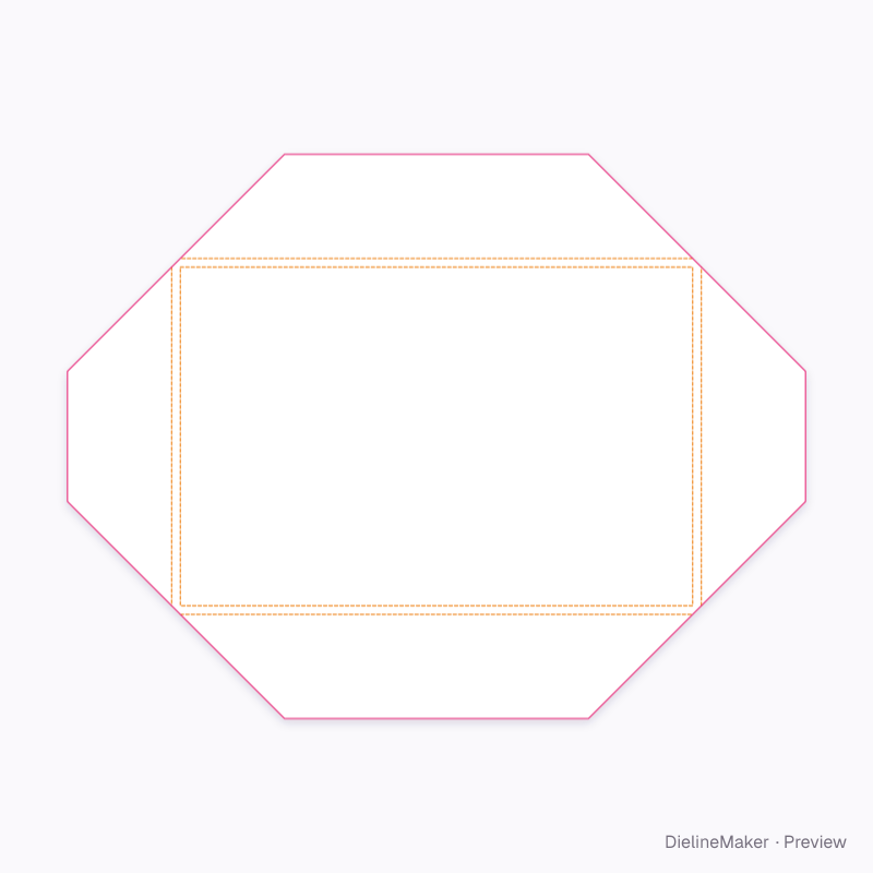 Hardboard tray (half-cut or V-cut) flat dieline