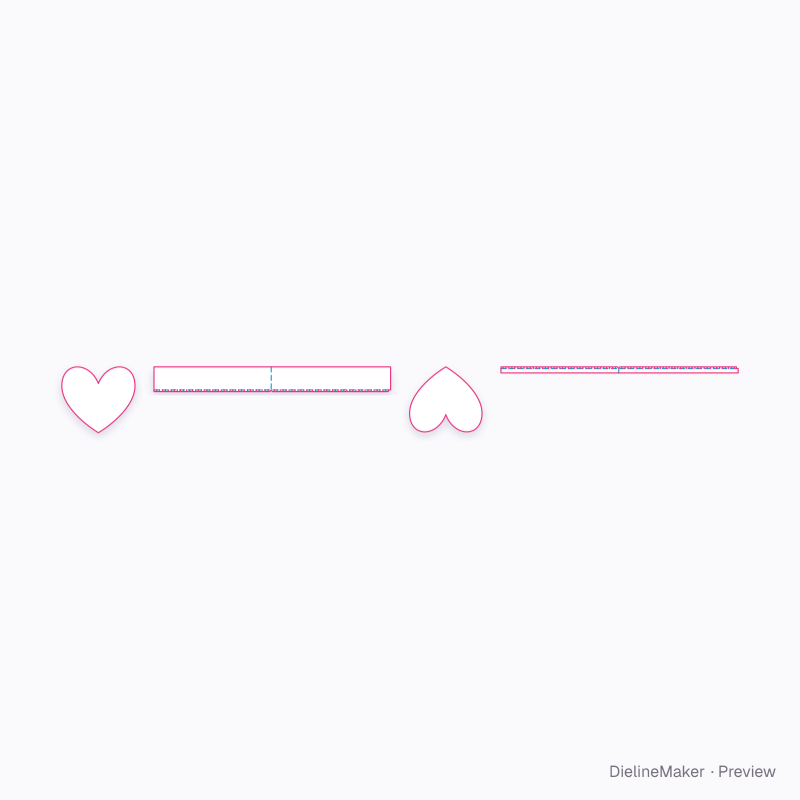 Shaped celebration box — Heart gift box flat dieline