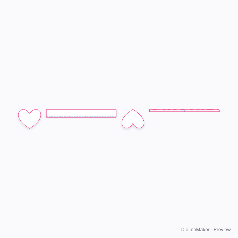 Shaped keepsake box — Heart gift box flat dieline