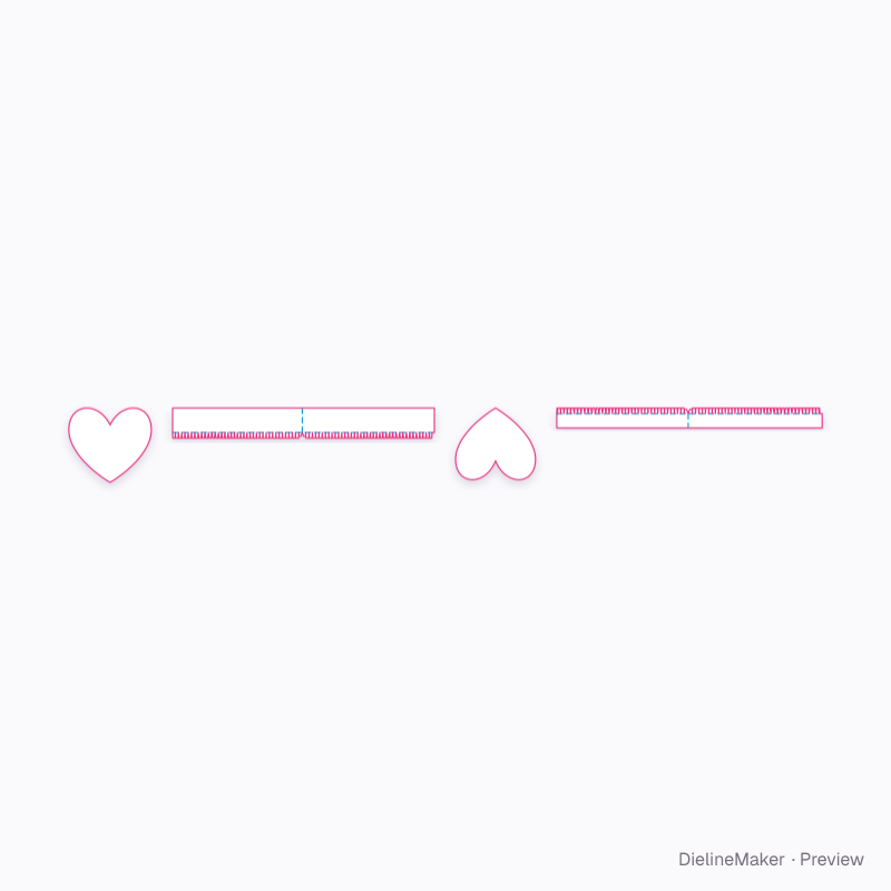 Small shaped favour box — Heart gift box flat dieline
