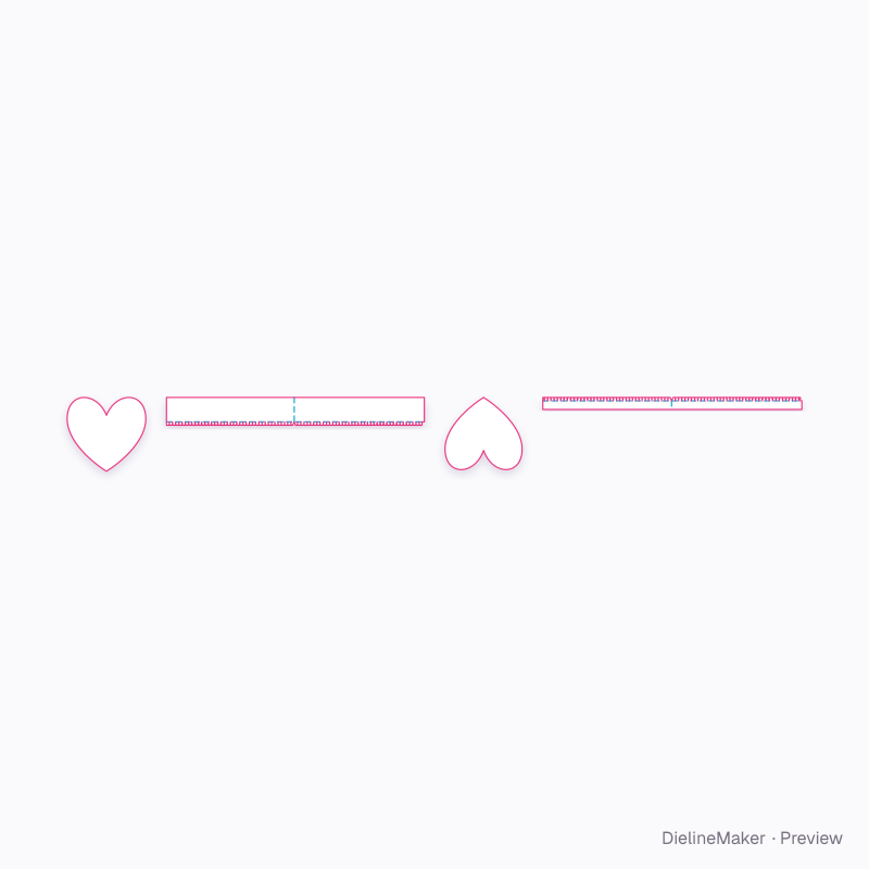 Heart gift box flat dieline