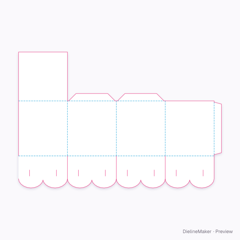 Heart-petal roof carton flat dieline