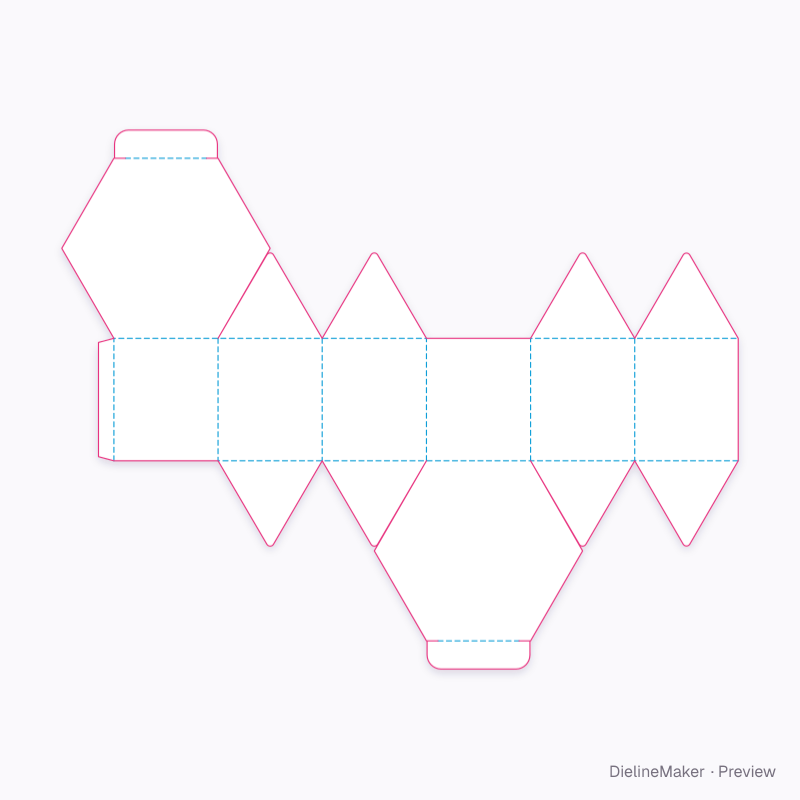 Bath gift polygon carton — Hexagon box flat dieline