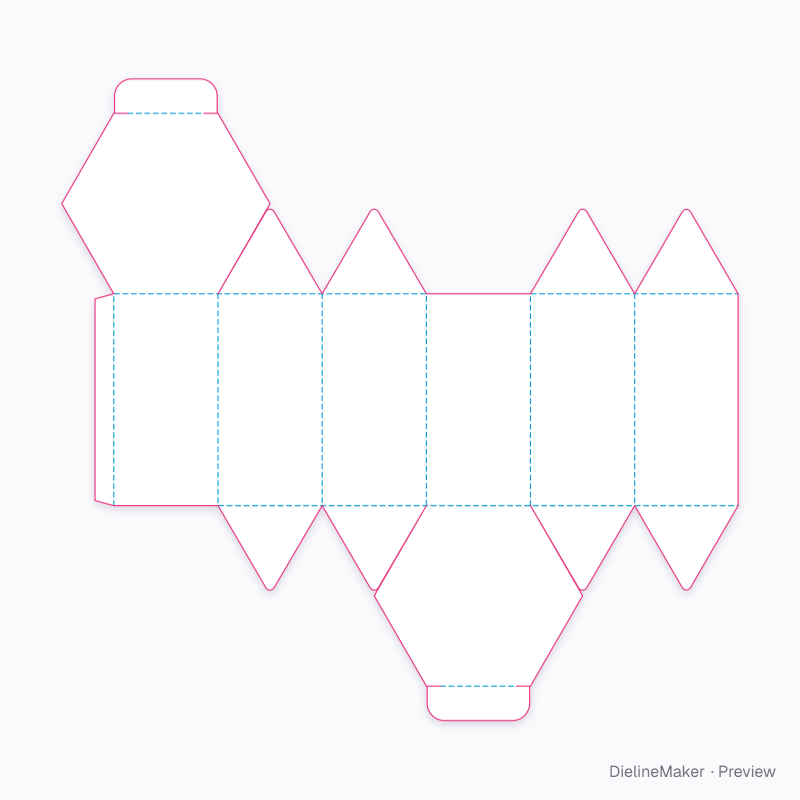 Biscuit polygon carton — Hexagon box flat dieline