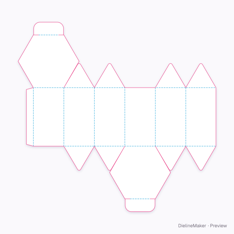 Candle hexagon flat dieline