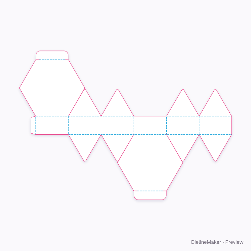 Macaron hexagon flat dieline
