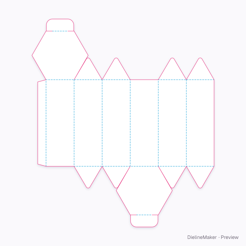 Perfume hexagon flat dieline