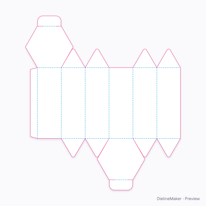 Tea hexagon flat dieline