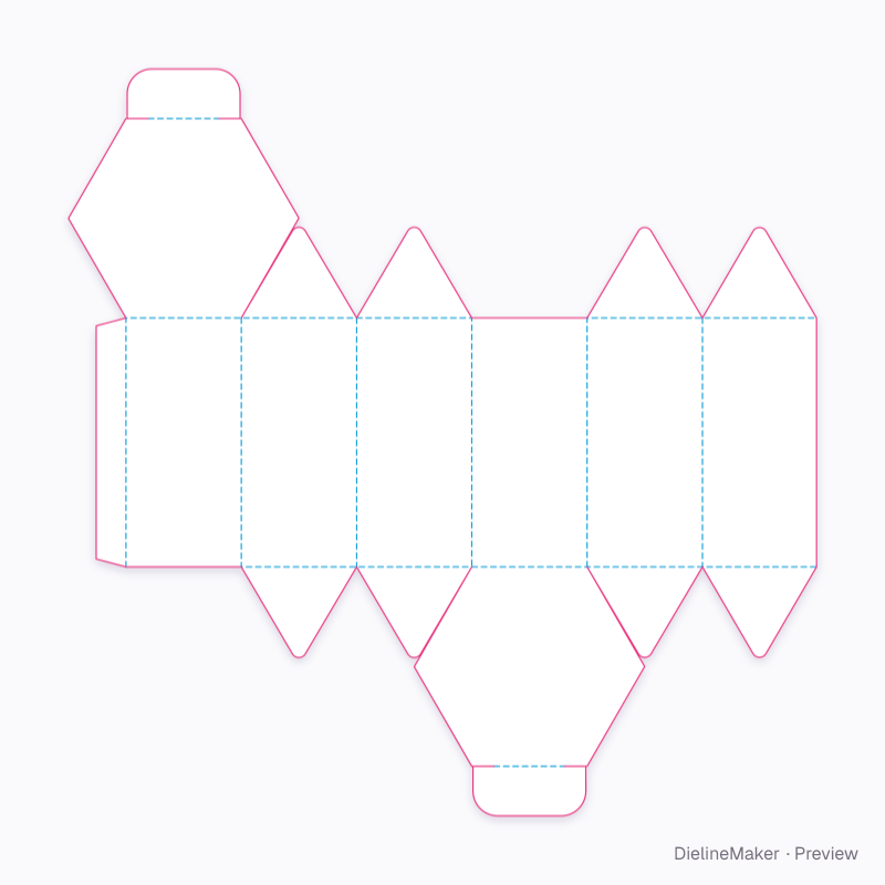 Hexagon box flat dieline