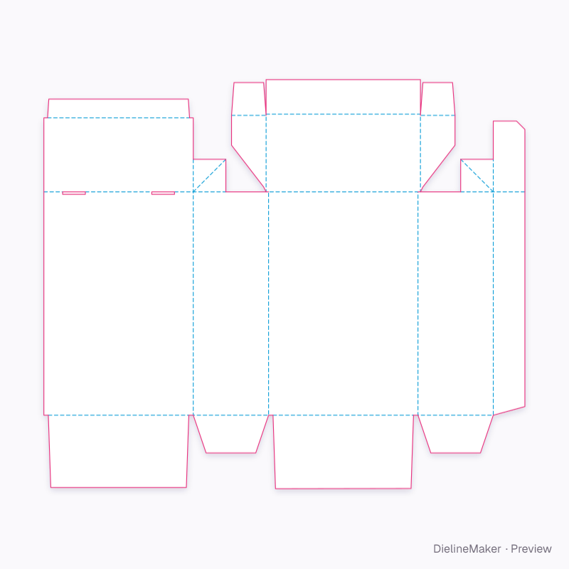 Side-seam pack with inner top and cap lid flat dieline