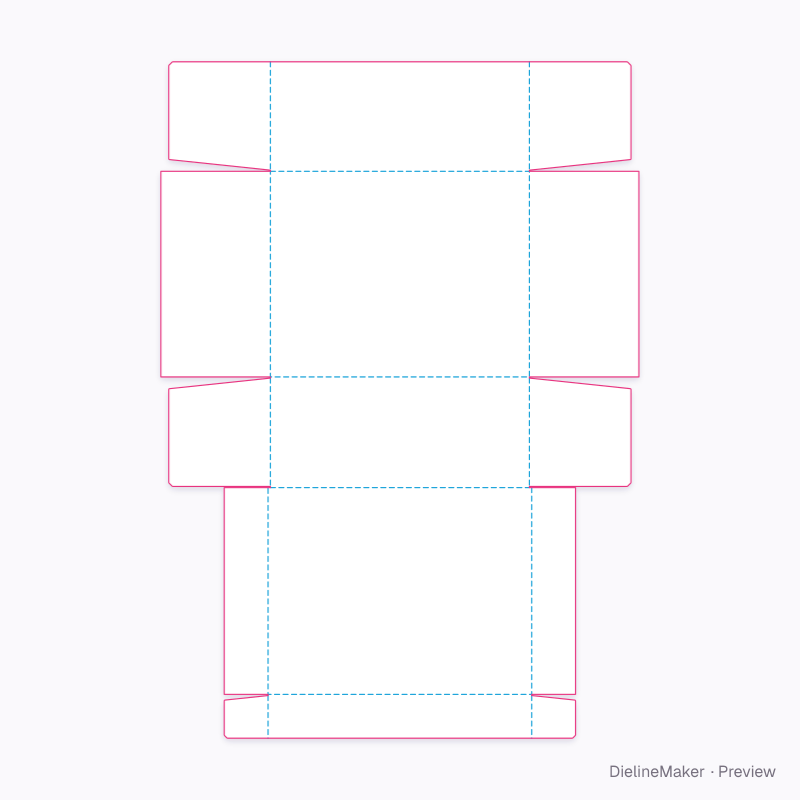 Gift hamper box 350×280×150 flat dieline