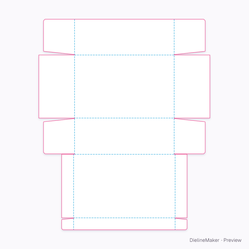 Shoe box with hinged lid 330×210×120 flat dieline