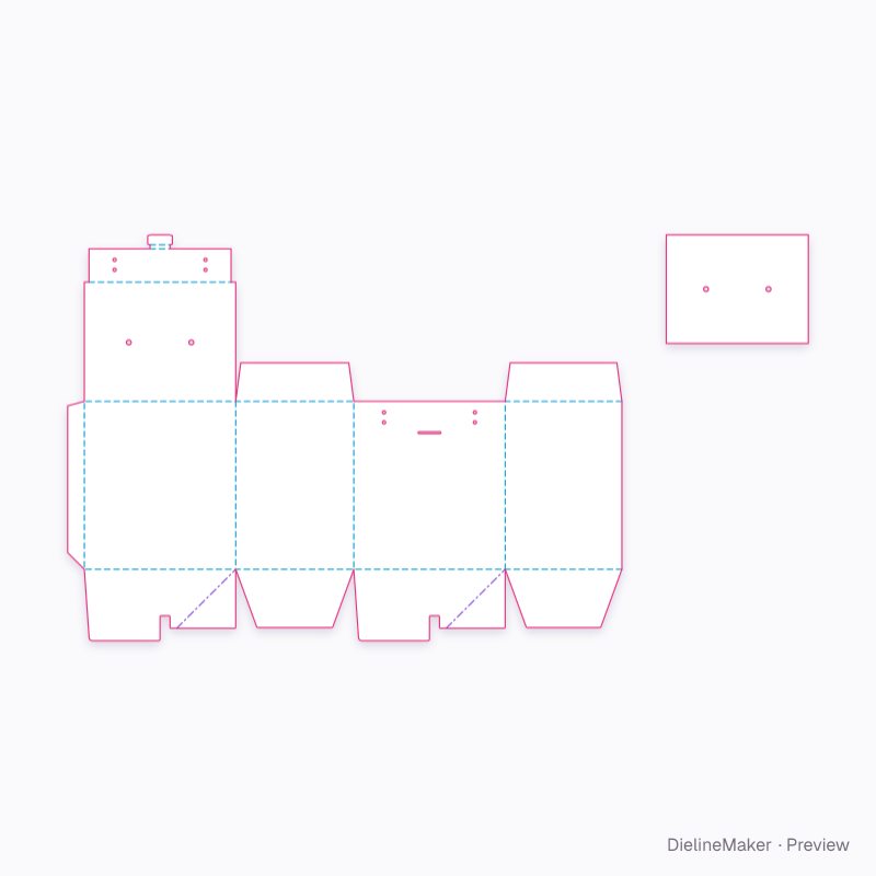 Tall hook-and-ribbon gift carton flat dieline