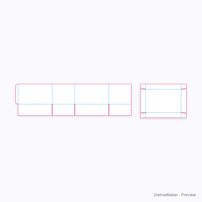 Half-slotted box with cover flat dieline