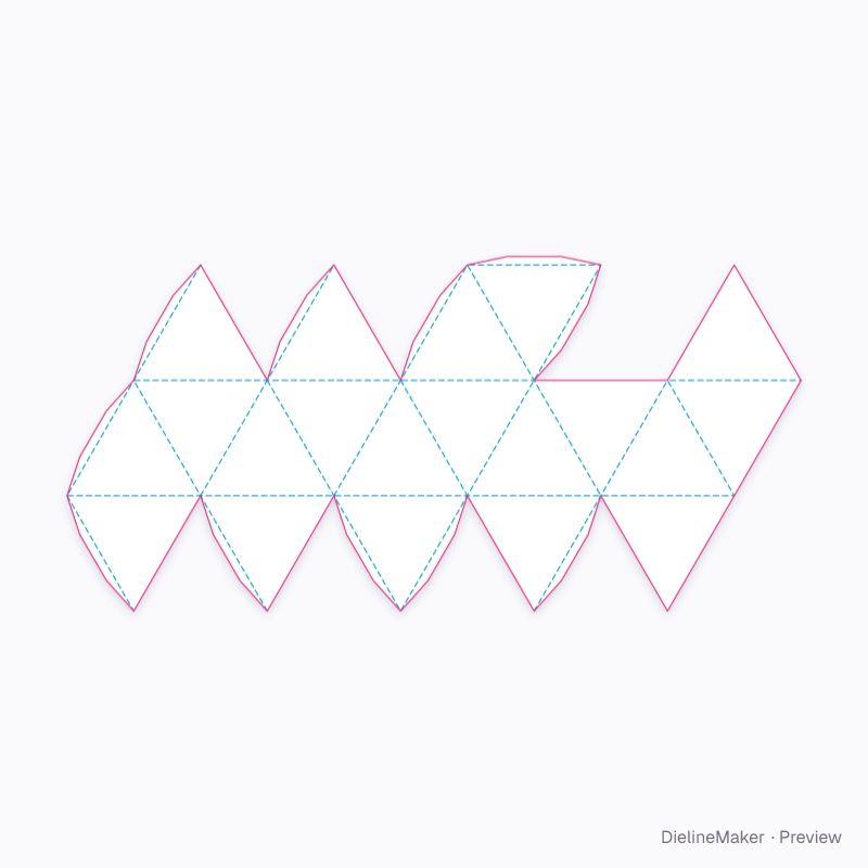 Icosahedron · 180 mm flat dieline
