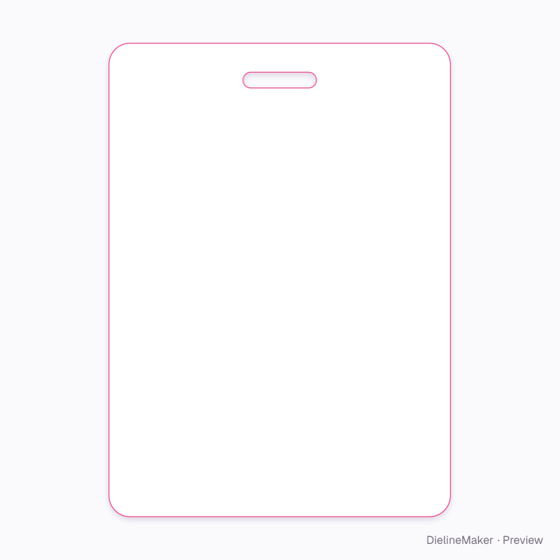65 × 90 mm compact badge flat dieline