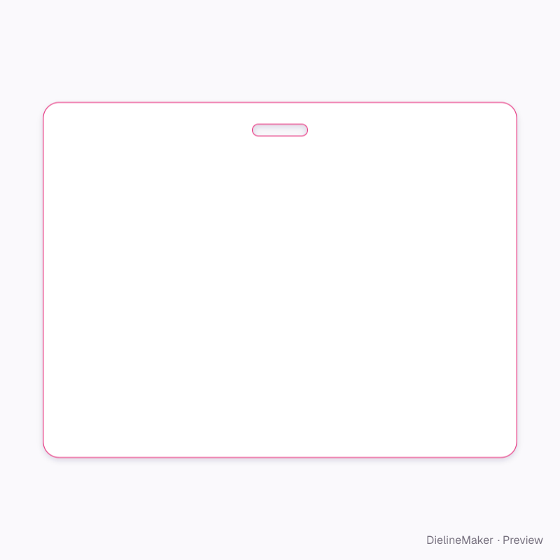 120 × 90 mm landscape badge flat dieline