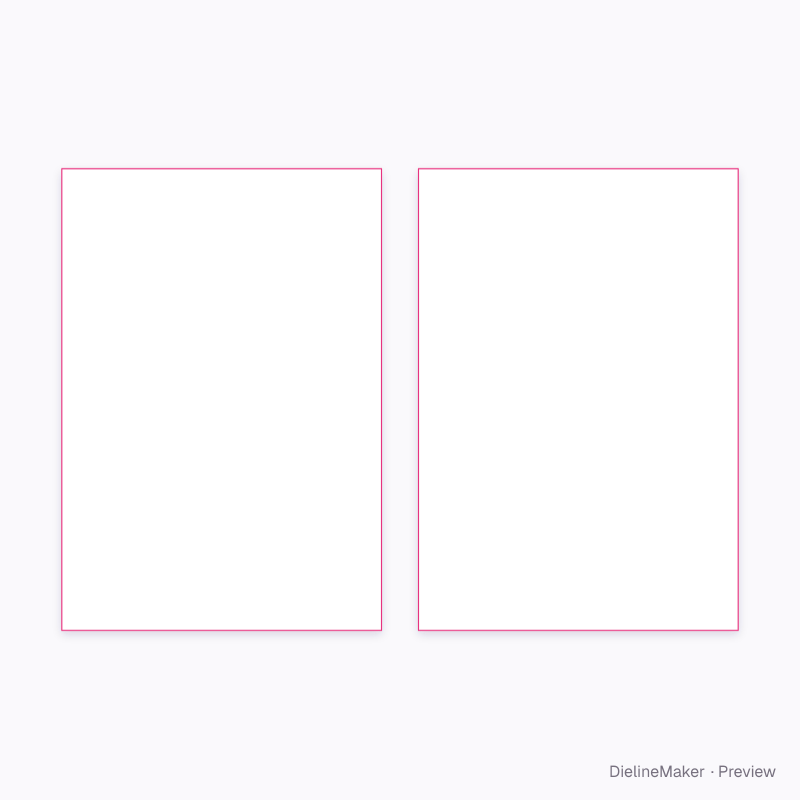 Industrial powder sack (paper / woven PP) flat dieline
