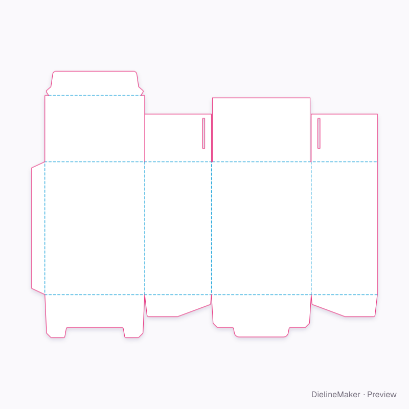 Inner-lock top, snap bottom flat dieline