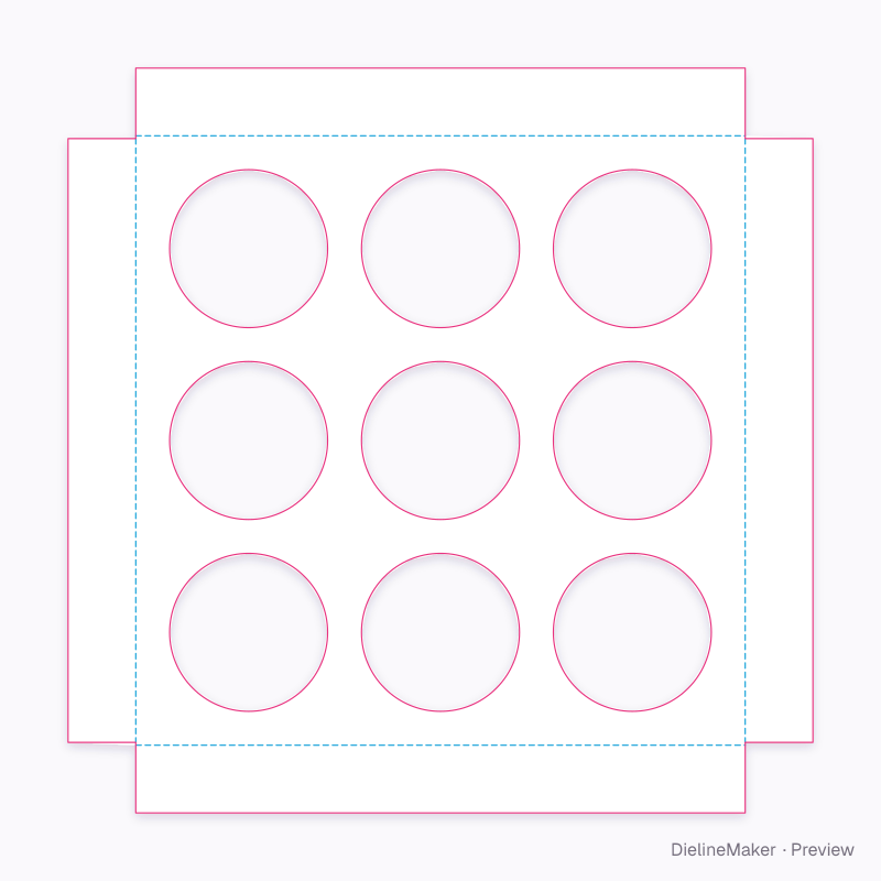 Truffle insert, 9 pieces flat dieline