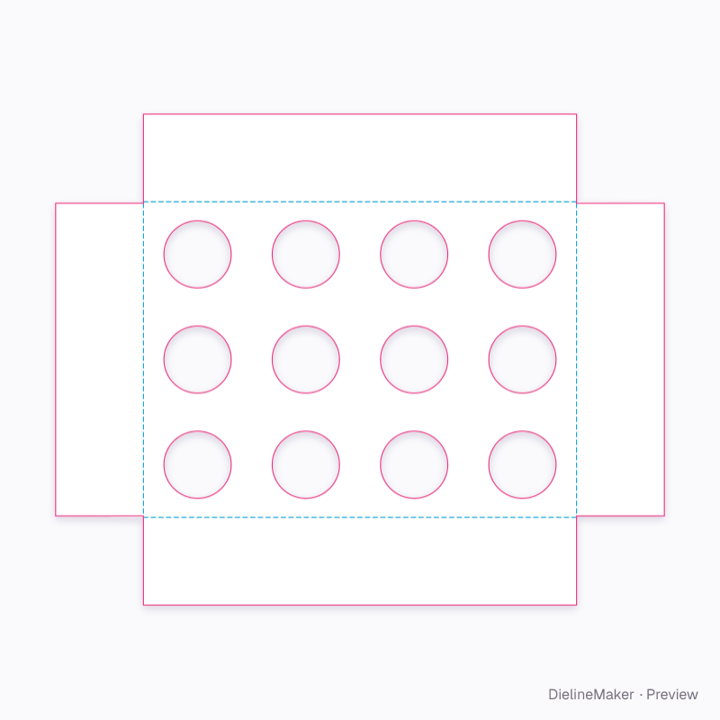 Vial insert, 12 vials flat dieline