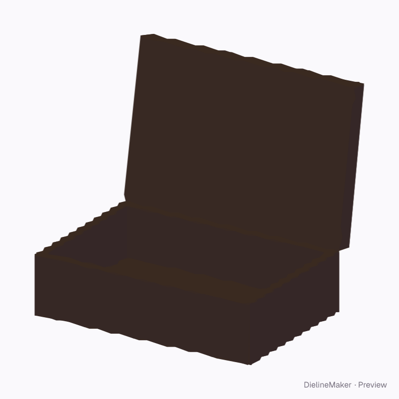 Rectangular tiled keepsake box, open