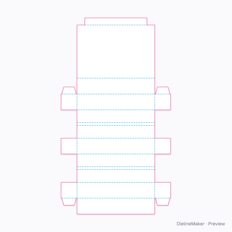 Lidded three-channel box flat dieline