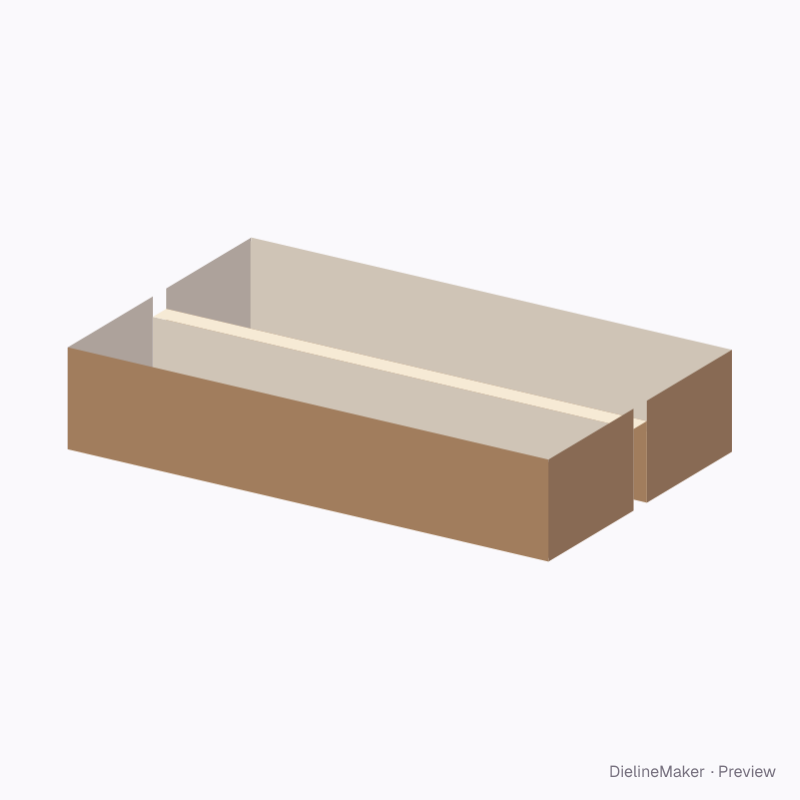 Two-channel tray with centre rib