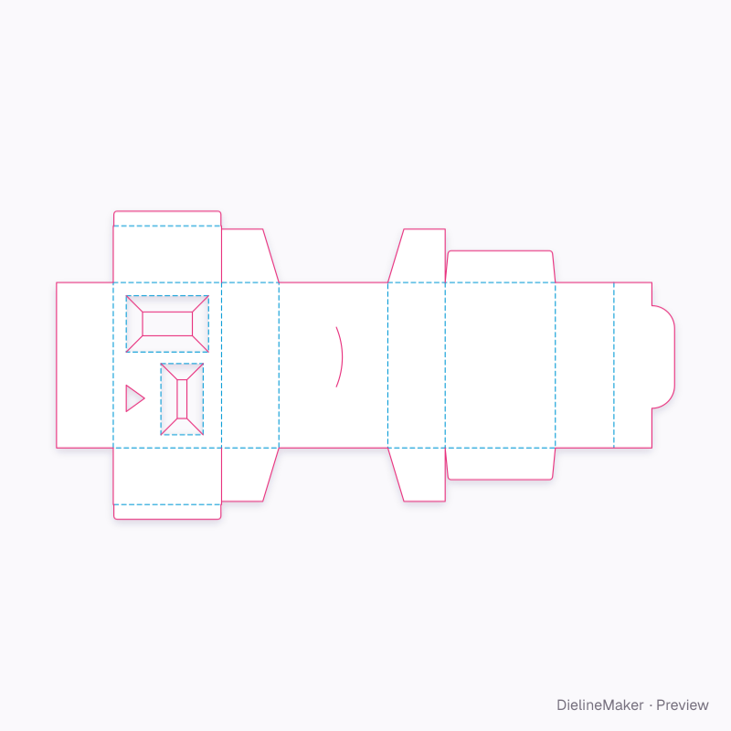 Positioning platform carton 160×105×55 flat dieline