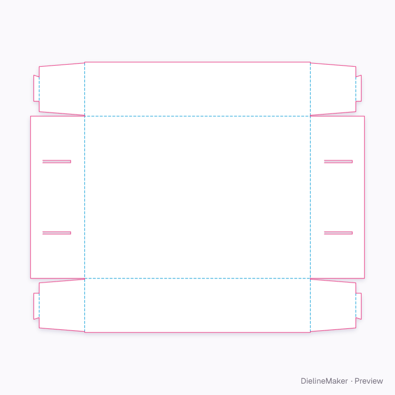 Tray with hooked corner locks flat dieline