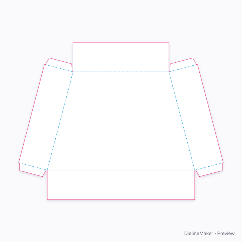 Trapezoid display tray flat dieline