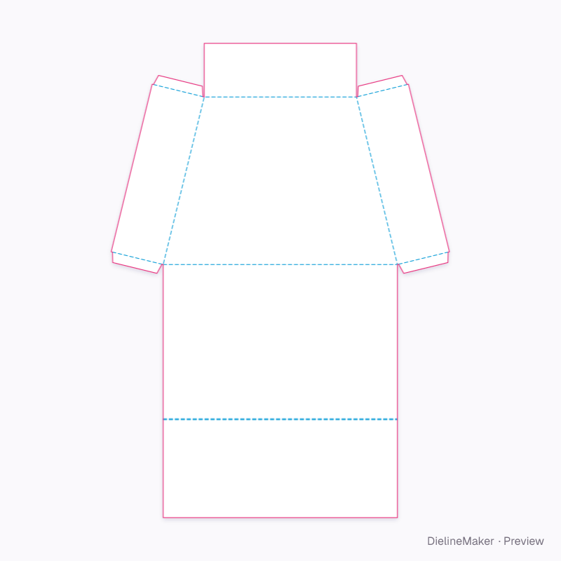 Trapezoid tray with doubled header flat dieline