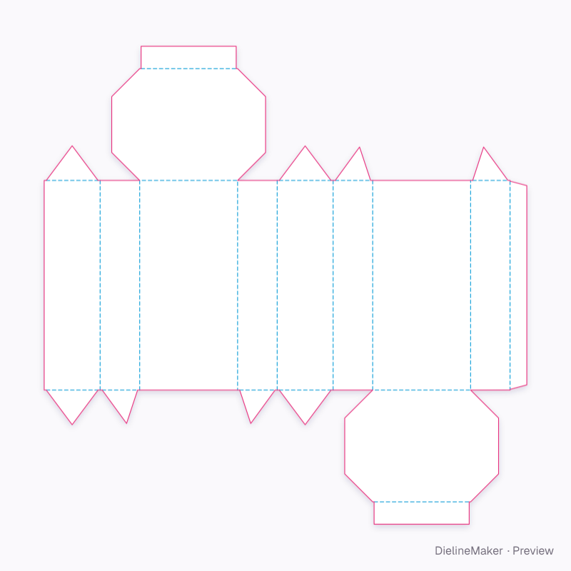 Chamfered octagon tube flat dieline