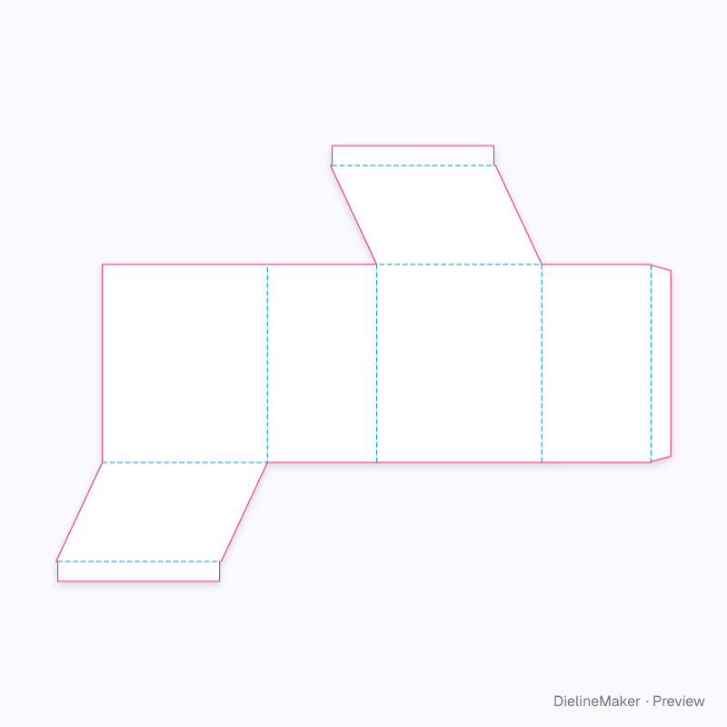 Rhomboid-base tube flat dieline