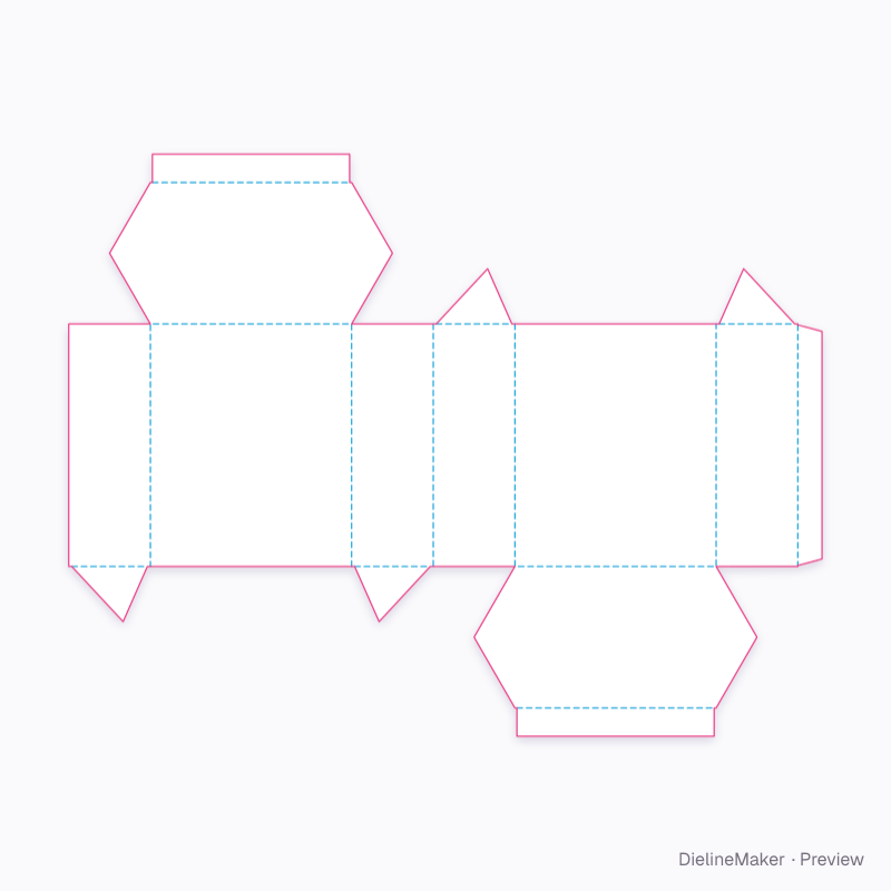 Irregular prism tuck tube flat dieline