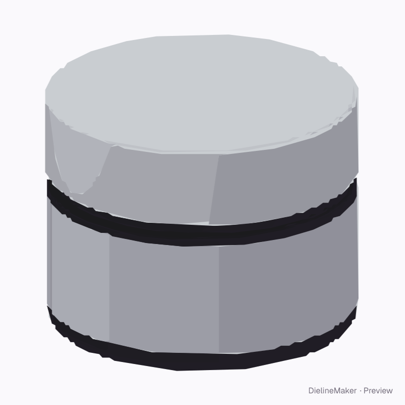 Black hair wax jar: native 3D preview in sample colours