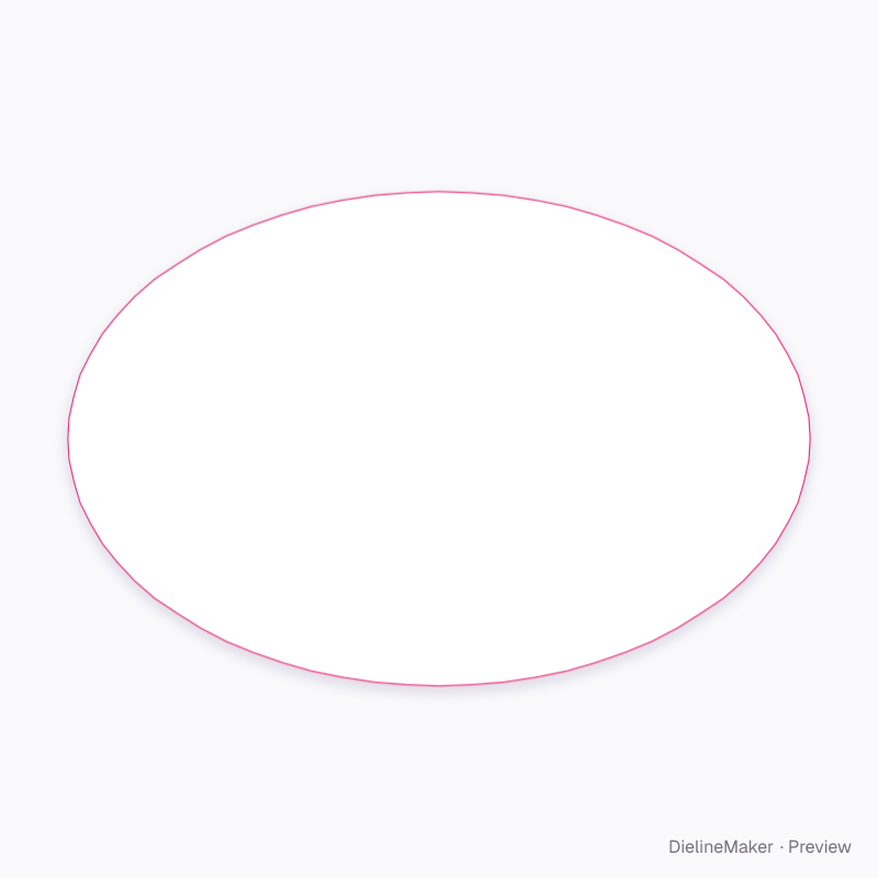 Oval label roll 60 × 40 flat dieline