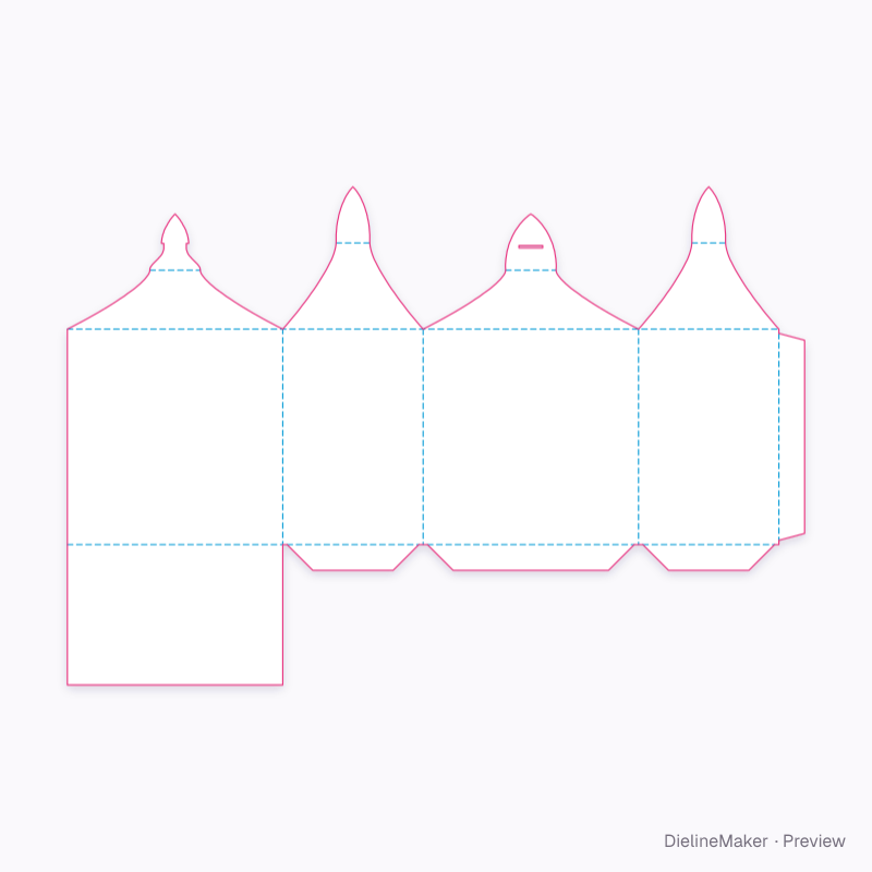 Rectangular leaf-top gift carton flat dieline